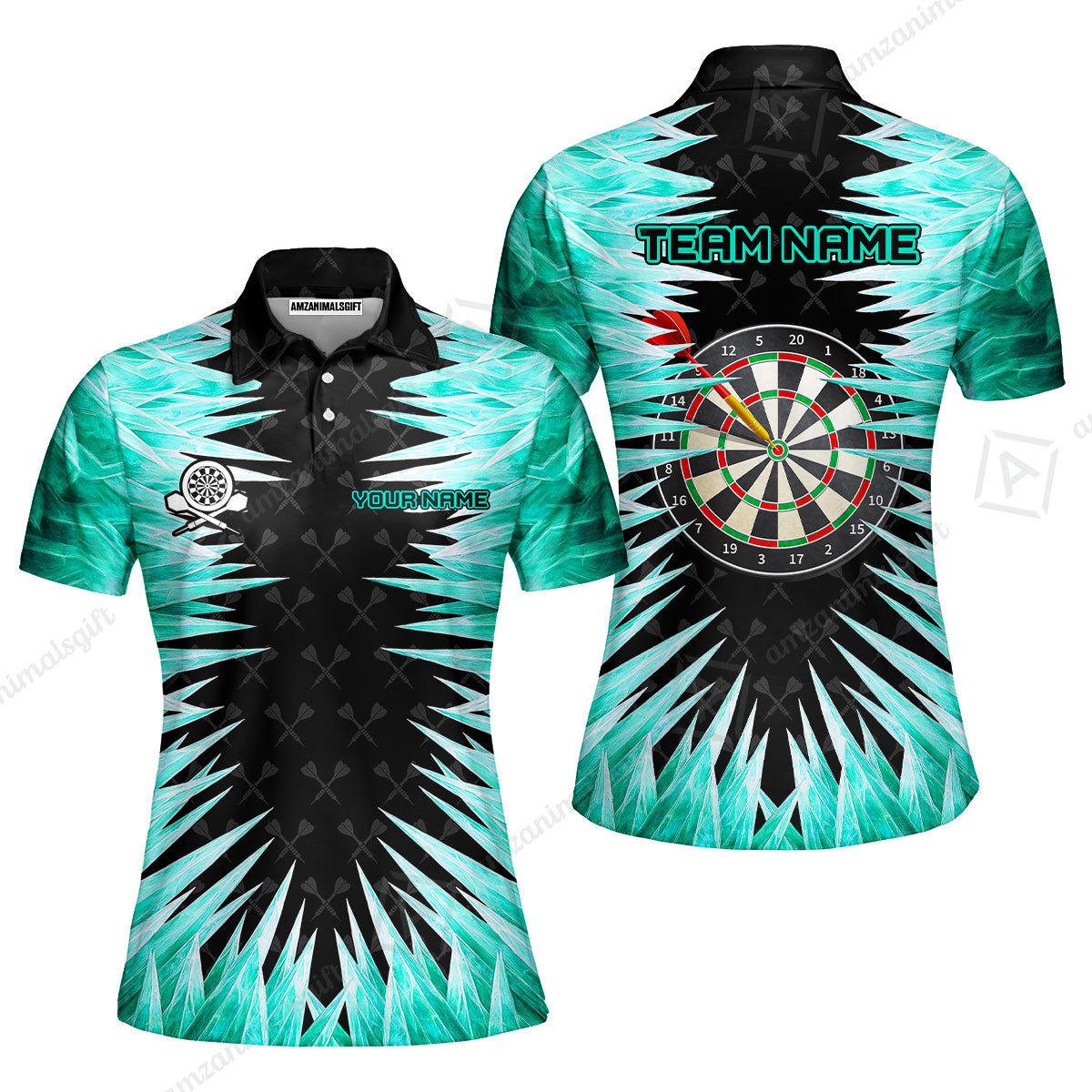 Customized Darts Women Polo Shirt, Darts Dartboard Ice And Fire Multicolor Women Polo Shirts Jersey For Darts Players