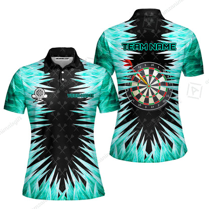 Customized Darts Women Polo Shirt, Darts Dartboard Ice And Fire Multicolor Women Polo Shirts Jersey For Darts Players