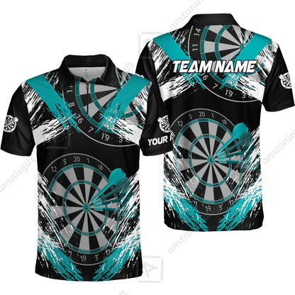 Customized Darts Quarter-Zip Polo Shirt, Darts Tournament Grunge Style Multicolor Zip Polo Team Jersey For Darts Player
