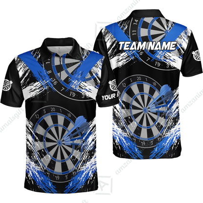 Customized Darts Quarter-Zip Polo Shirt, Darts Tournament Grunge Style Multicolor Zip Polo Team Jersey For Darts Player