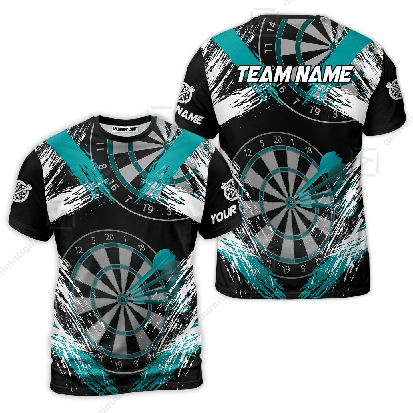 Customized Darts T-Shirt, Darts Tournament Grunge Style Multicolor Custom Dart T-Shirt Team Jersey For Darts Player