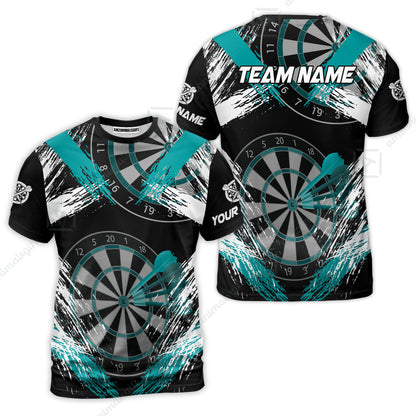 Customized Darts T-Shirt, Darts Tournament Grunge Style Multicolor Custom Dart T-Shirt Team Jersey For Darts Player