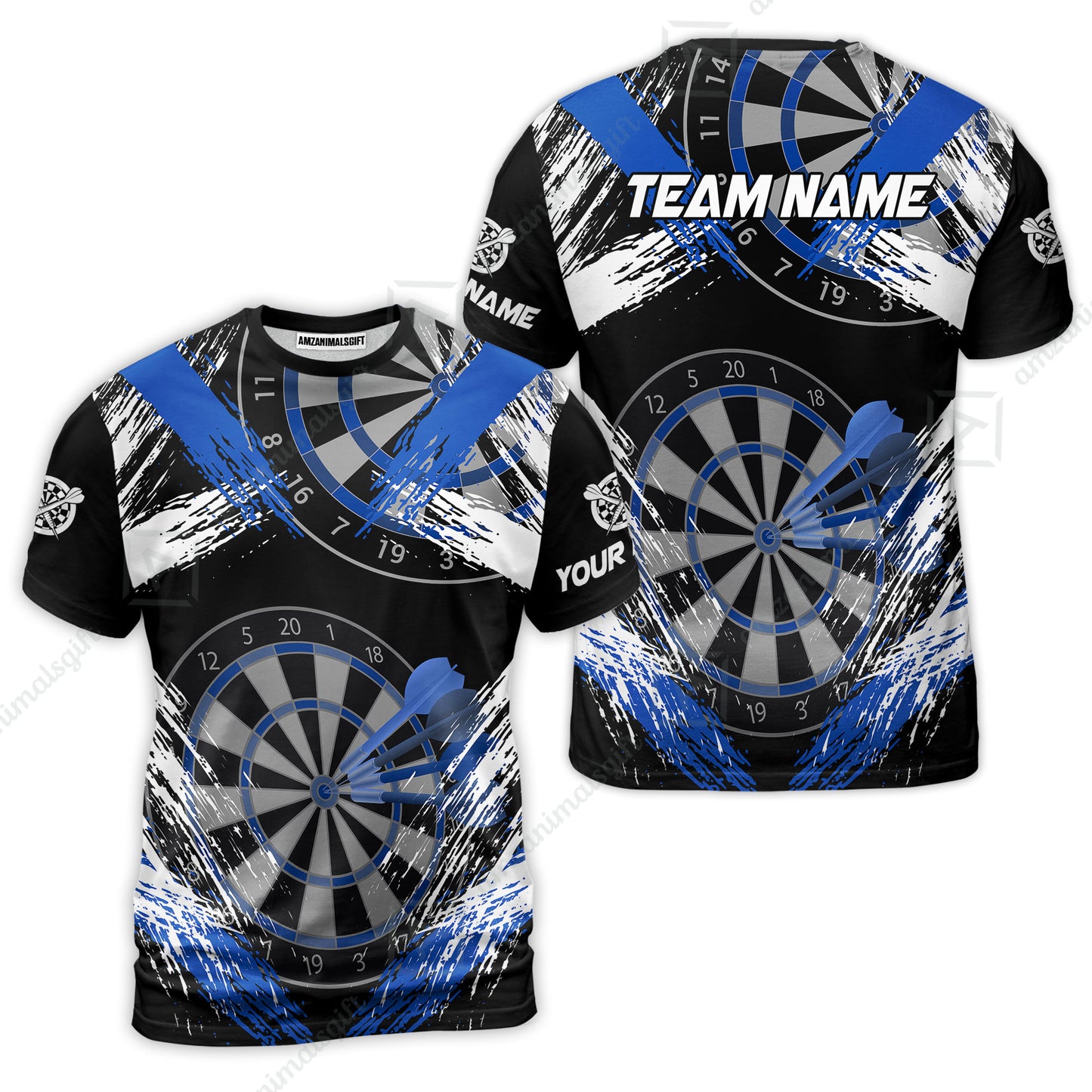 Customized Darts T-Shirt, Darts Tournament Grunge Style Multicolor Custom Dart T-Shirt Team Jersey For Darts Player
