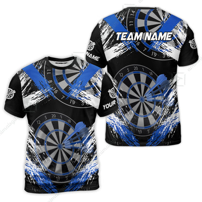 Customized Darts T-Shirt, Darts Tournament Grunge Style Multicolor Custom Dart T-Shirt Team Jersey For Darts Player