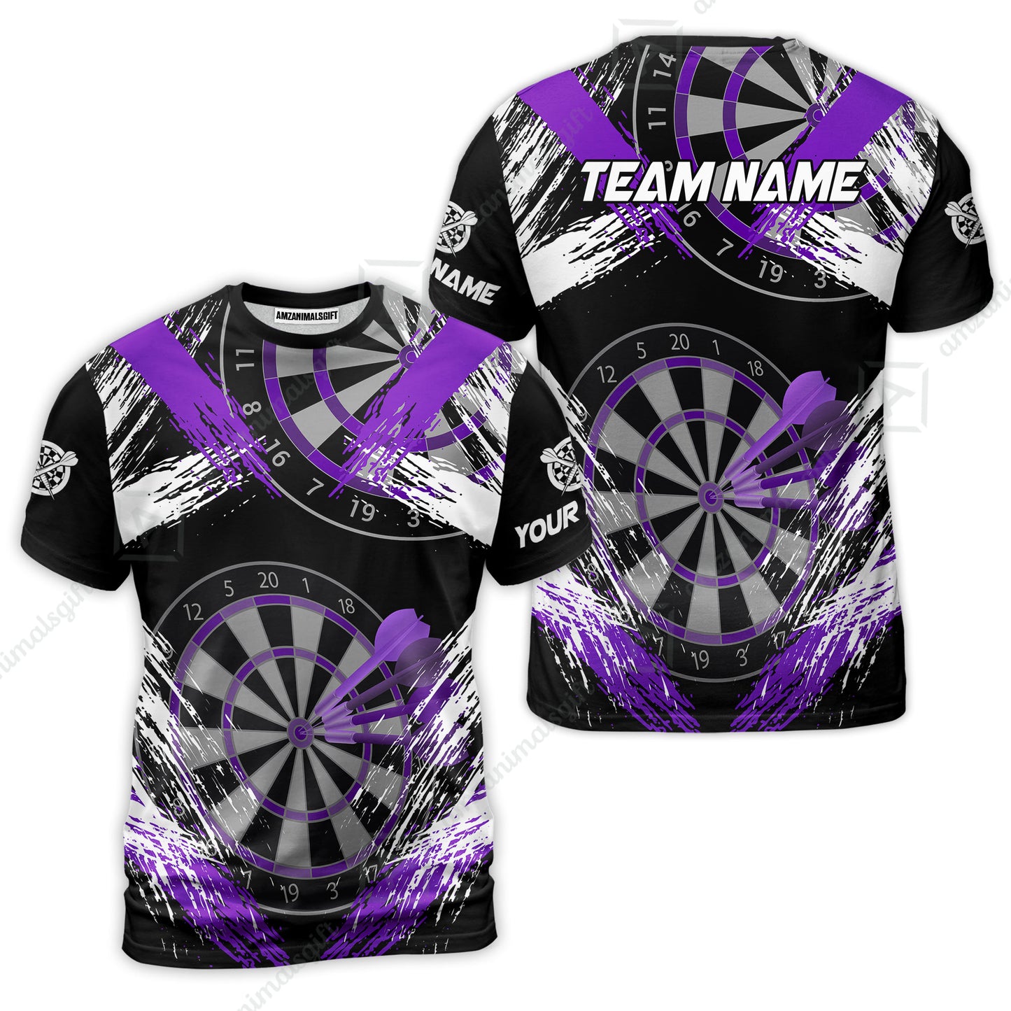 Customized Darts T-Shirt, Darts Tournament Grunge Style Multicolor Custom Dart T-Shirt Team Jersey For Darts Player