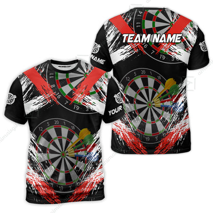 Customized Darts T-Shirt, Darts Tournament Grunge Style Multicolor Custom Dart T-Shirt Team Jersey For Darts Player