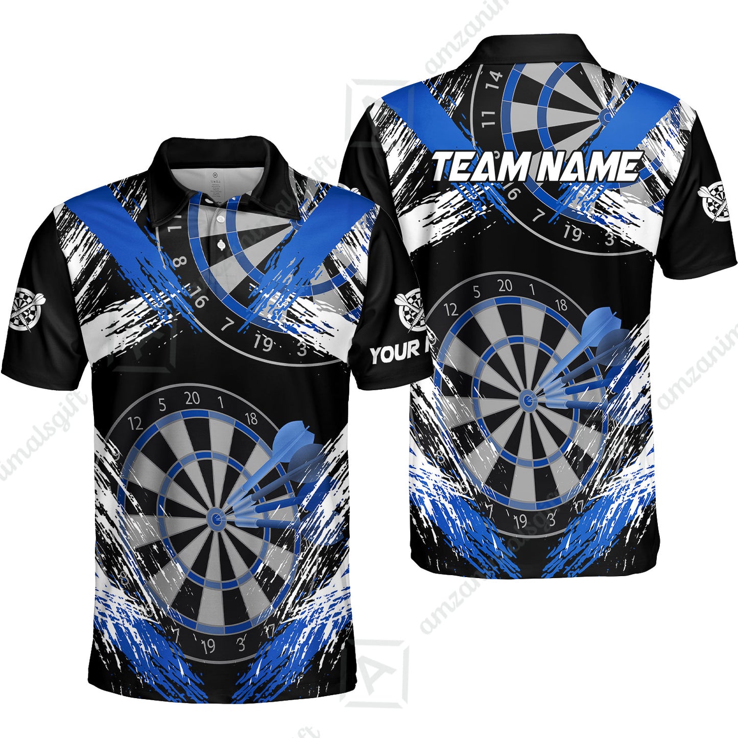 Customized Darts Polo Shirt, Darts Tournament Grunge Style Multicolor Custom Darts Polo Team Jersey For Darts Player