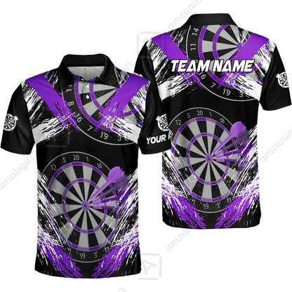 Customized Darts Polo Shirt, Darts Tournament Grunge Style Multicolor Custom Darts Polo Team Jersey For Darts Player
