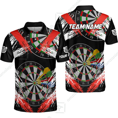 Customized Darts Polo Shirt, Darts Tournament Grunge Style Multicolor Custom Darts Polo Team Jersey For Darts Player