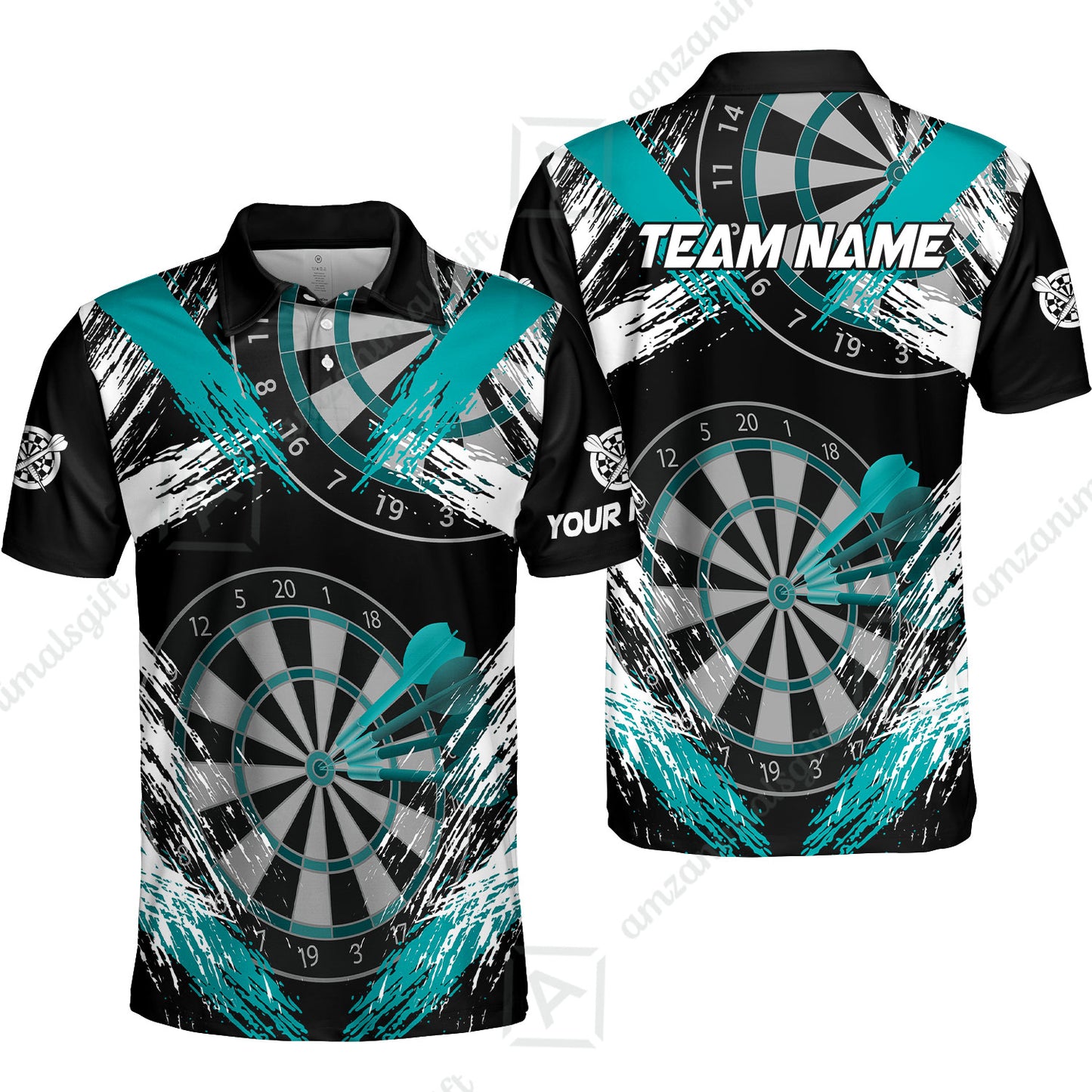 Customized Darts Polo Shirt, Darts Tournament Grunge Style Multicolor Custom Darts Polo Team Jersey For Darts Player