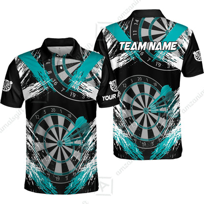 Customized Darts Polo Shirt, Darts Tournament Grunge Style Multicolor Custom Darts Polo Team Jersey For Darts Player