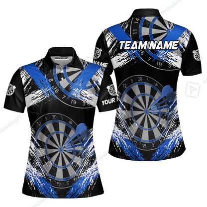 Customized Darts Women Polo Shirt, Darts Tournament Grunge Style Multicolor Women Polo Team Jersey For Darts Player