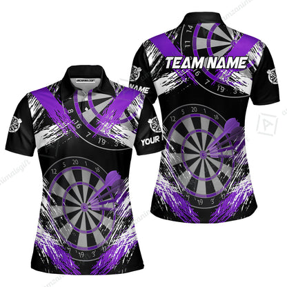Customized Darts Women Polo Shirt, Darts Tournament Grunge Style Multicolor Women Polo Team Jersey For Darts Player