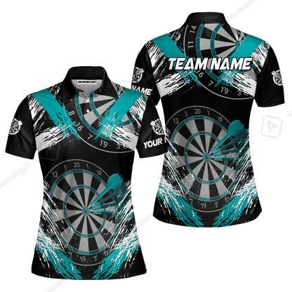 Customized Darts Women Polo Shirt, Darts Tournament Grunge Style Multicolor Women Polo Team Jersey For Darts Player