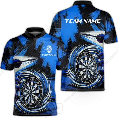 Customized Darts Stand Collar Quarter-Zip Shirt, Darts Colorful Wave Custom Name Team Name Jersey For Darts Player