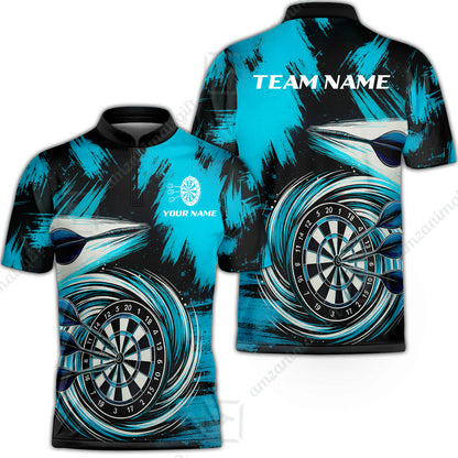 Customized Darts Stand Collar Quarter-Zip Shirt, Darts Colorful Wave Custom Name Team Name Jersey For Darts Player
