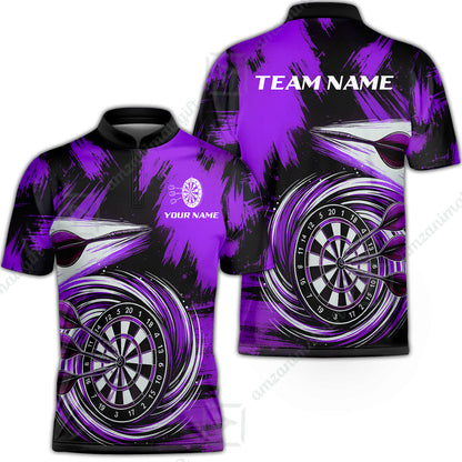 Customized Darts Stand Collar Quarter-Zip Shirt, Darts Colorful Wave Custom Name Team Name Jersey For Darts Player