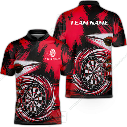 Customized Darts Stand Collar Quarter-Zip Shirt, Darts Colorful Wave Custom Name Team Name Jersey For Darts Player