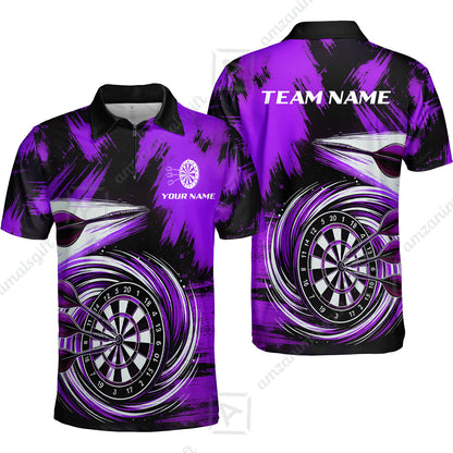 Customized Darts Quarter-Zip Polo Shirt, Darts Colorful Wave Custom Name Team Name Zip Polo Jersey For Darts Player