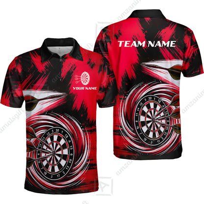 Customized Darts Quarter-Zip Polo Shirt, Darts Colorful Wave Custom Name Team Name Zip Polo Jersey For Darts Player