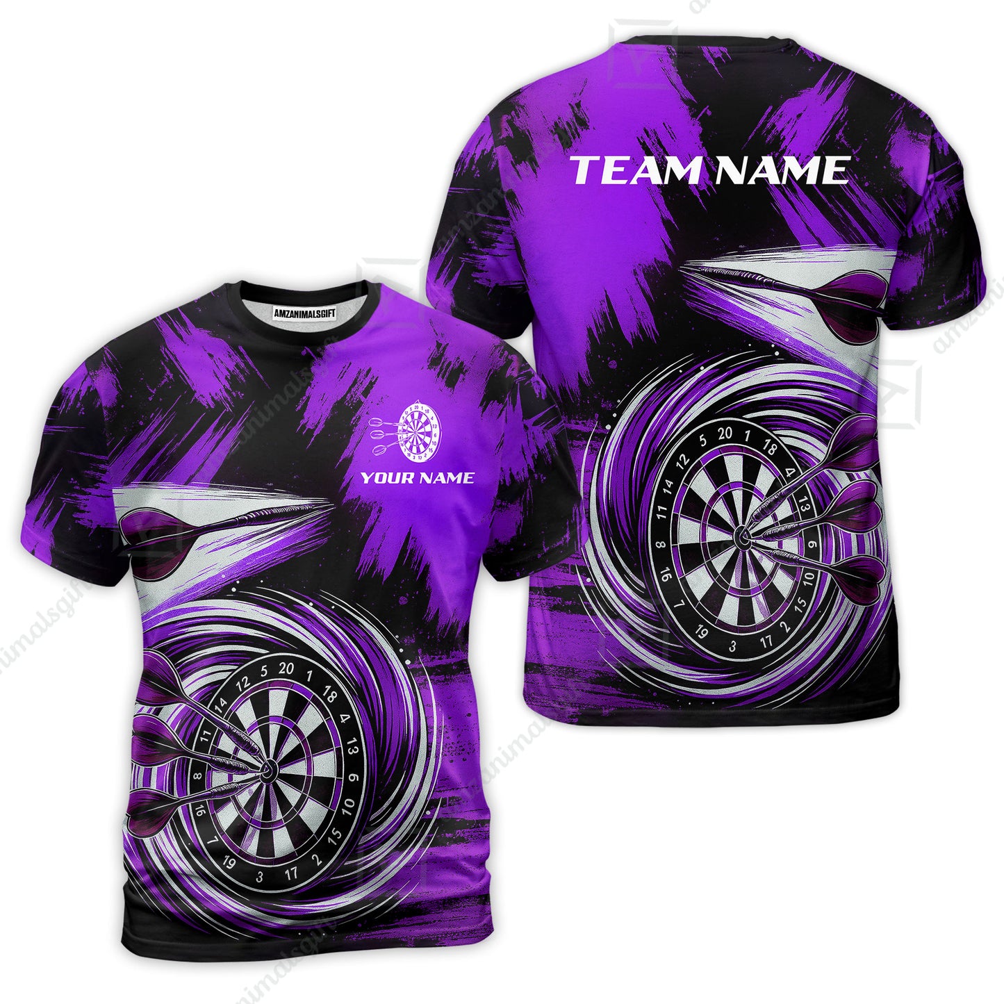 Customized Darts T-Shirt, Darts Colorful Wave Custom Name Team Name T-Shirt Jersey For Darts Player