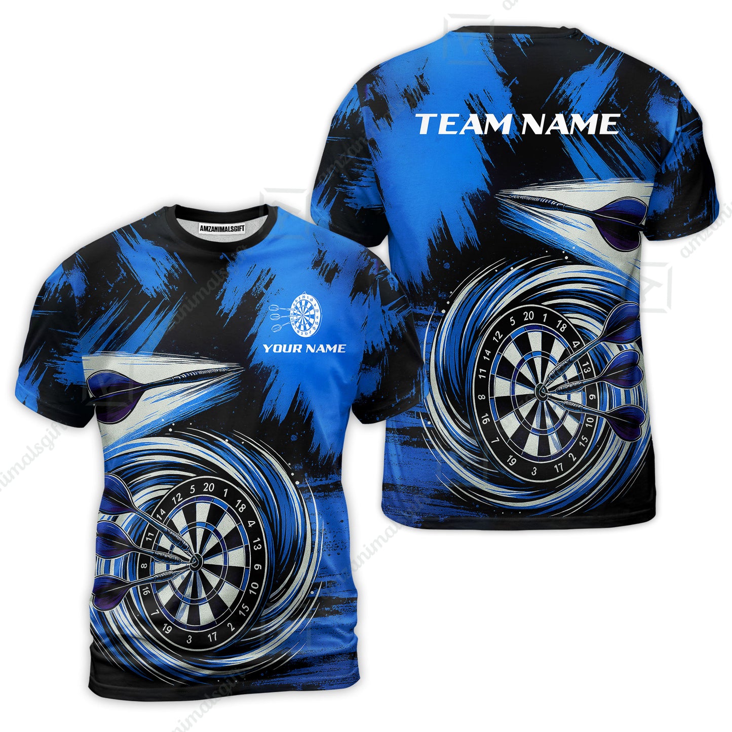 Customized Darts T-Shirt, Darts Colorful Wave Custom Name Team Name T-Shirt Jersey For Darts Player