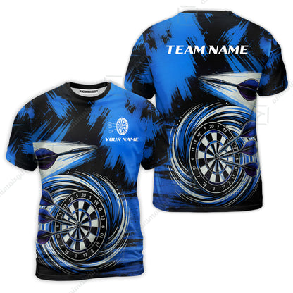 Customized Darts T-Shirt, Darts Colorful Wave Custom Name Team Name T-Shirt Jersey For Darts Player