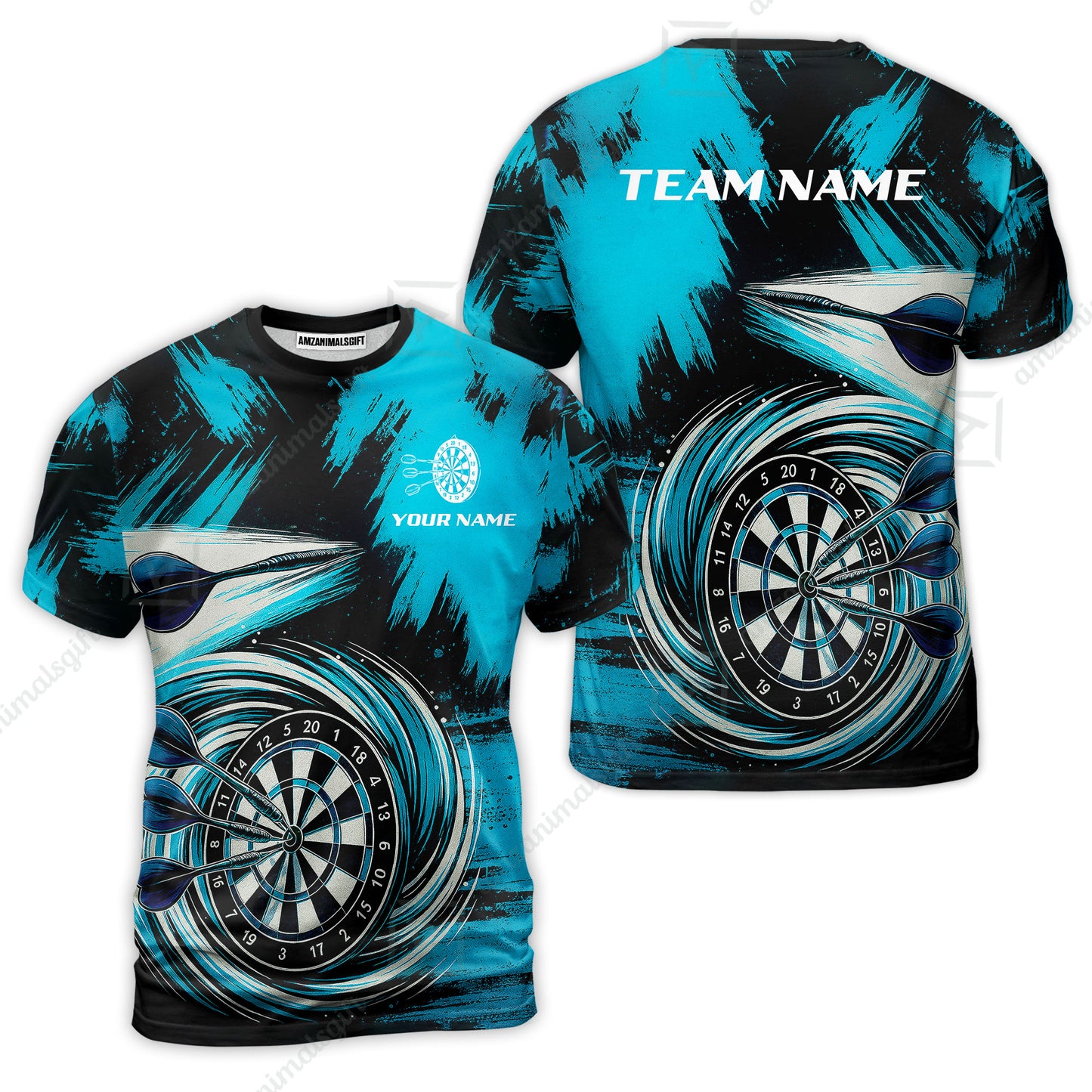 Customized Darts T-Shirt, Darts Colorful Wave Custom Name Team Name T-Shirt Jersey For Darts Player