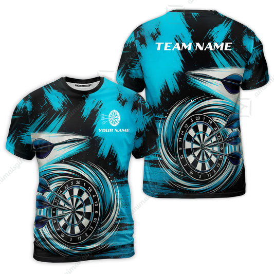 Customized Darts T-Shirt, Darts Colorful Wave Custom Name Team Name T-Shirt Jersey For Darts Player