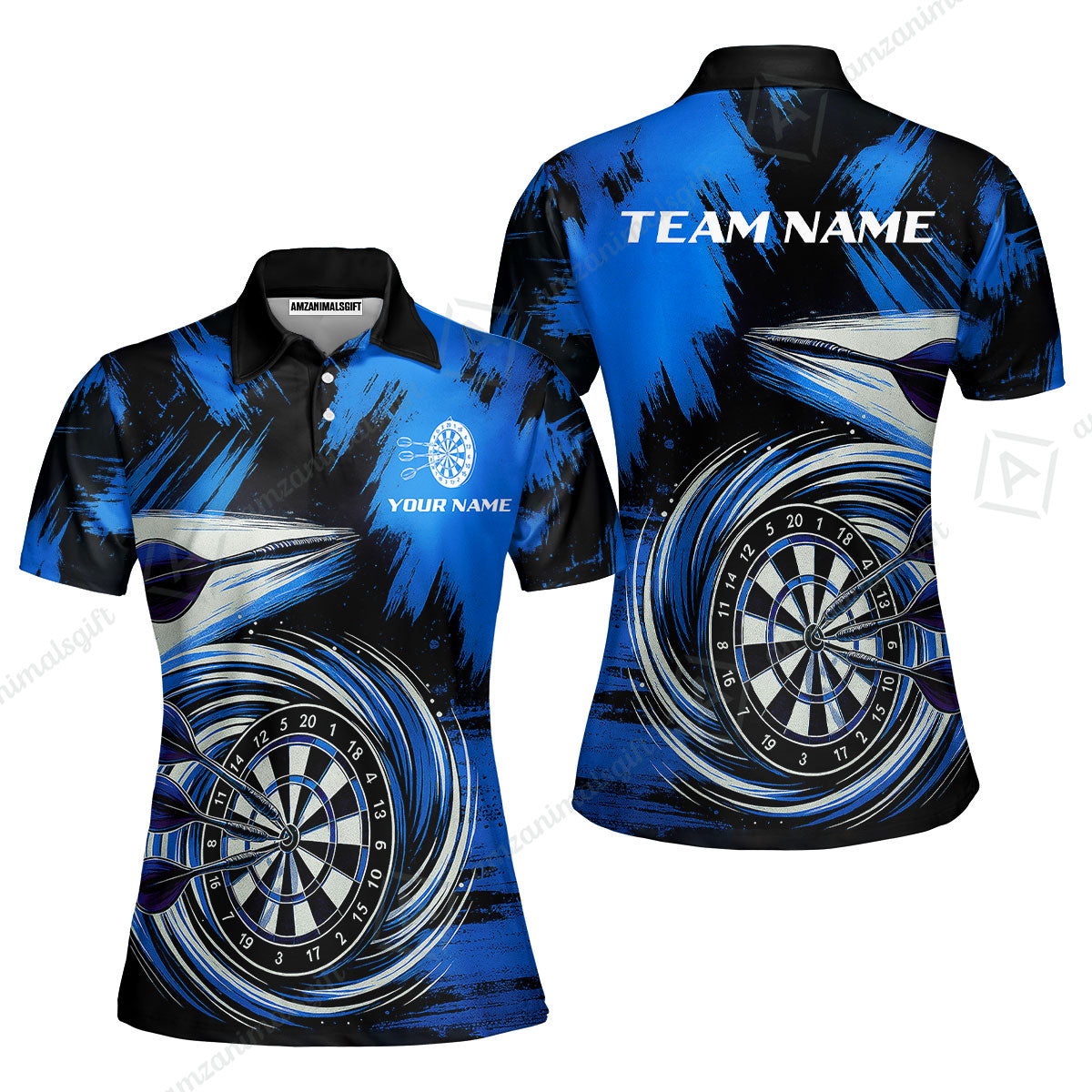 Customized Darts Women Polo Shirt, Darts Colorful Wave Custom Name Team Name Women Polo Shirt Jersey For Darts Player