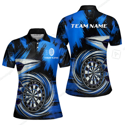 Customized Darts Women Polo Shirt, Darts Colorful Wave Custom Name Team Name Women Polo Shirt Jersey For Darts Player