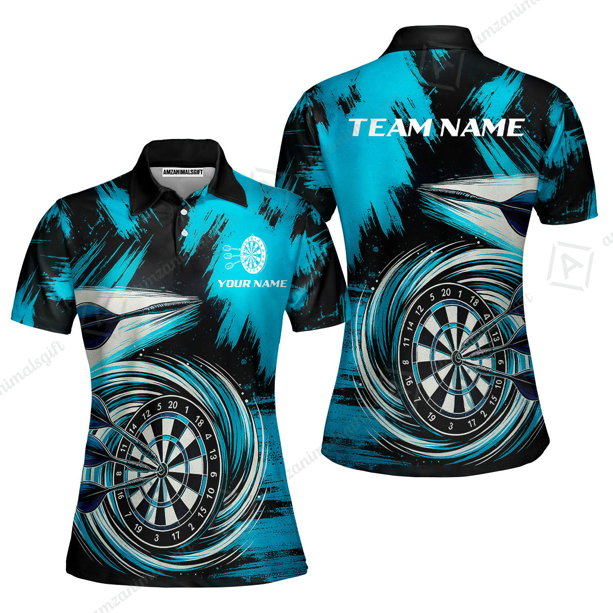 Customized Darts Women Polo Shirt, Darts Colorful Wave Custom Name Team Name Women Polo Shirt Jersey For Darts Player