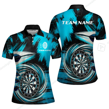 Customized Darts Women Polo Shirt, Darts Colorful Wave Custom Name Team Name Women Polo Shirt Jersey For Darts Player