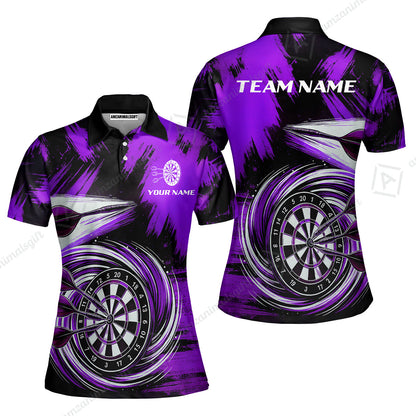 Customized Darts Women Polo Shirt, Darts Colorful Wave Custom Name Team Name Women Polo Shirt Jersey For Darts Player