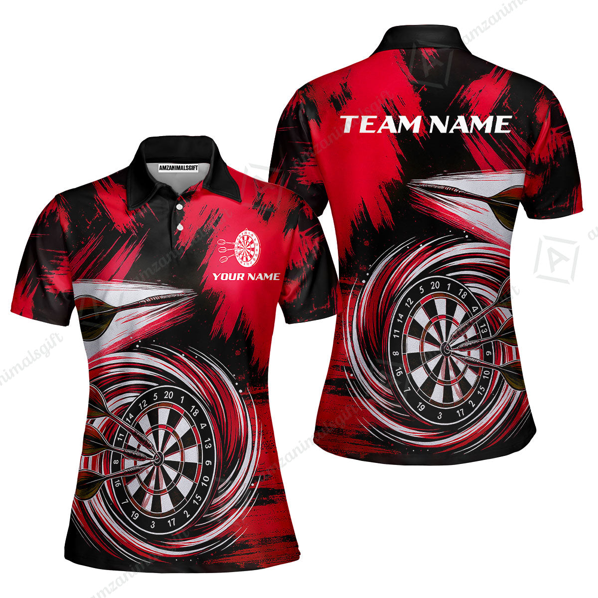 Customized Darts Women Polo Shirt, Darts Colorful Wave Custom Name Team Name Women Polo Shirt Jersey For Darts Player