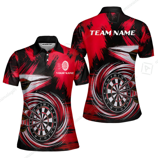 Customized Darts Women Polo Shirt, Darts Colorful Wave Custom Name Team Name Women Polo Shirt Jersey For Darts Player