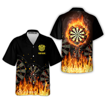 Custom Darts Team Uniform Jersey Darts Fire Unisex Polo Shirts, Darts Player Uniform, Personalized Name And Team Name