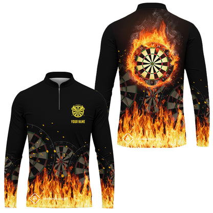 Custom Darts Team Uniform Jersey Darts Fire Unisex Polo Shirts, Darts Player Uniform, Personalized Name And Team Name