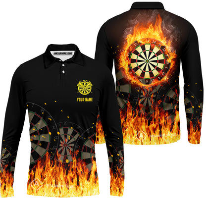 Custom Darts Team Uniform Jersey Darts Fire Unisex Polo Shirts, Darts Player Uniform, Personalized Name And Team Name