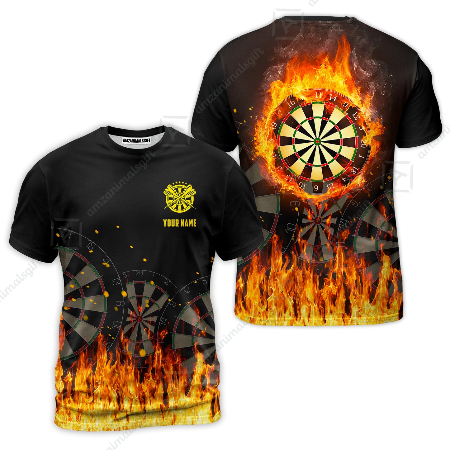 Custom Darts Team Uniform Jersey Darts Fire Unisex Polo Shirts, Darts Player Uniform, Personalized Name And Team Name