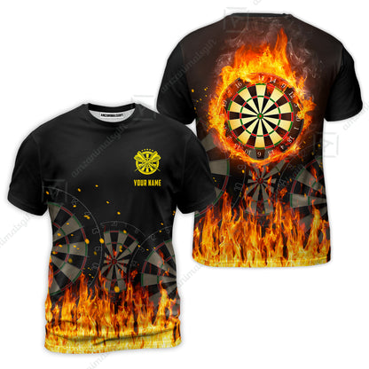 Custom Darts Team Uniform Jersey Darts Fire Unisex Polo Shirts, Darts Player Uniform, Personalized Name And Team Name
