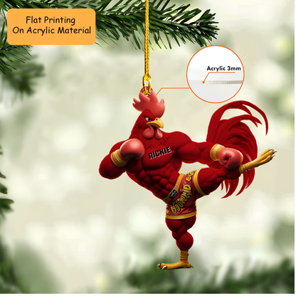 Personalized Muay Thai Ornament, Chicken Muay Thai, Custom Ornament Gift, Keychain Muay Thai, Car Ornament Muay Thai