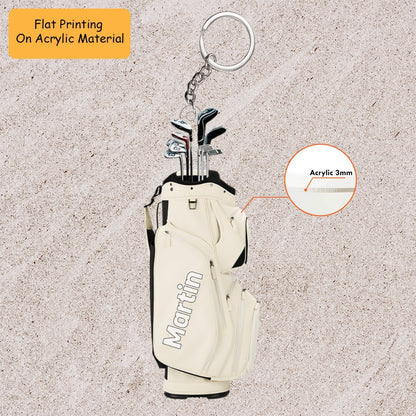 Personalized Golf Bag Set Acrylic Ornament, Golf Bag Set Keychain, Car Ornament, Christmas Ornament Gifts