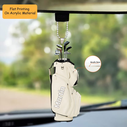 Personalized Golf Bag Set Acrylic Ornament, Golf Bag Set Keychain, Car Ornament, Christmas Ornament Gifts
