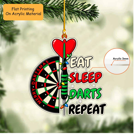 Personalized Christmas Dart Ornament, Eat Sleep Dart Repeat Merry Dartsmas, Custom Ornament Christmas Gift, Keychain Dart Christmas, Car Ornament Dart Christmas