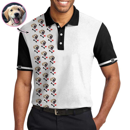 Dog Heart And Bone Custom Polo Shirt, Personalized Dog Polo Shirt, Gift For Dog Lovers, Polo Shirt Gift For Men