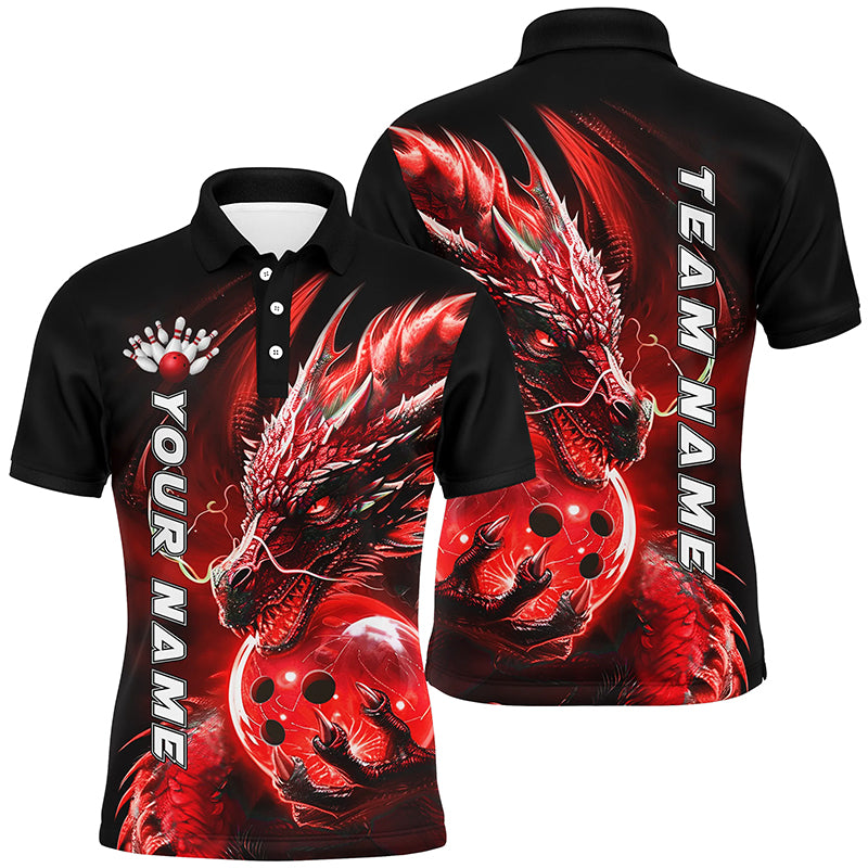 Dragon Bowling Ball Claw Grip Women Polo Red