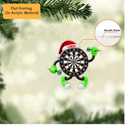 Personalized Darts Christmas Ornament, Dartboard Mascot Holding Darts, Custom Ornament Christmas Gift, Keychain Darts, Car Ornament Darts