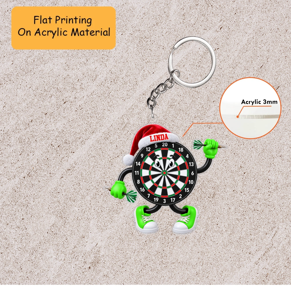 Personalized Darts Christmas Ornament, Dartboard Mascot Holding Darts, Custom Ornament Christmas Gift, Keychain Darts, Car Ornament Darts