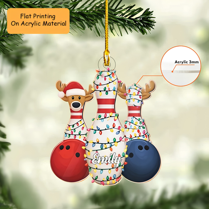Personalized Bowling Ball Christmas Ornament, Bowling Christmas Keychain, Car Ornament, Christmas Ornament Gifts